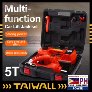 12V Electric Car Lift Jack Set – 5 Ton Capacity with Air Pump & LED Lights