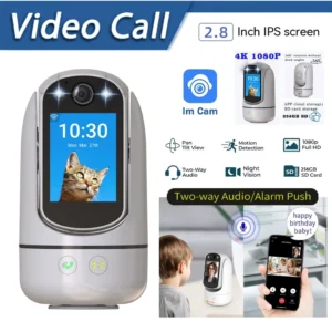 Smart Home Security Camera with 2.8" Display – Two-Way Audio & AI Human Detection